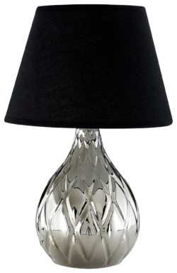 Hannah - Ceramic - Table Lamp with Diamond Detail - Black
